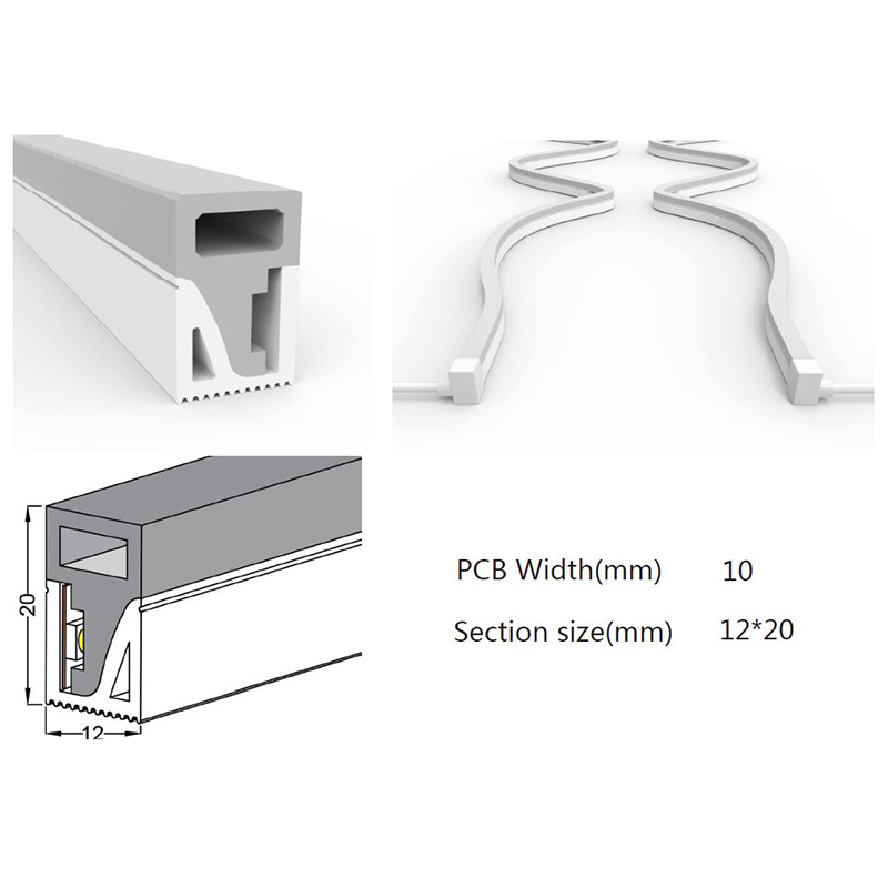 Silicone Flexible LED Channel For 10mm Flexible LED Strip Lights - 12*20mm 180° Three Sides Emitting Silicone Flexible LED Channel For 10mm Flexible LED Strip Lights - 12*20mm 180° Three Sides Emitting